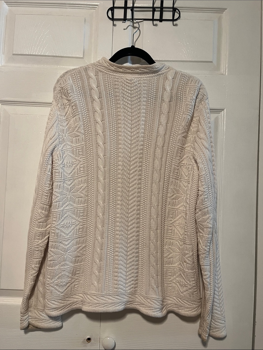 L.L. Bean Cream Cable-Knit Button Cardigan - Picture 2 of 7